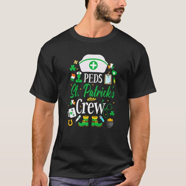 Peds St Patrick's Day Nurse Crew Family Group Nurs T-Shirt (Front)