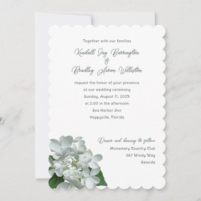 Pee Gee White Wedding Ceremony Invitations (Front)