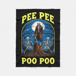 Pee Pee Poo Poo Cursed Gen Z Meme Funny Skeleton W Fleece Blanket