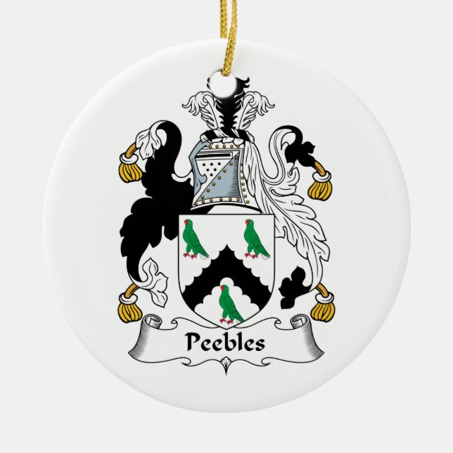 Peebles Family Crest Ceramic Tree Decoration (Front)