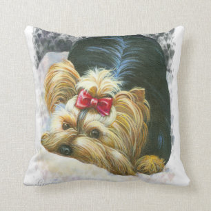 Peek a Bo Yorkie Yorkshire terrier Portrait Pillow