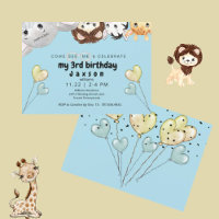 Peek-a-boo Animals Boy Birthday Party Invitation