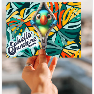 Peek A Boo Birdie Hello Sunshine Postcard
