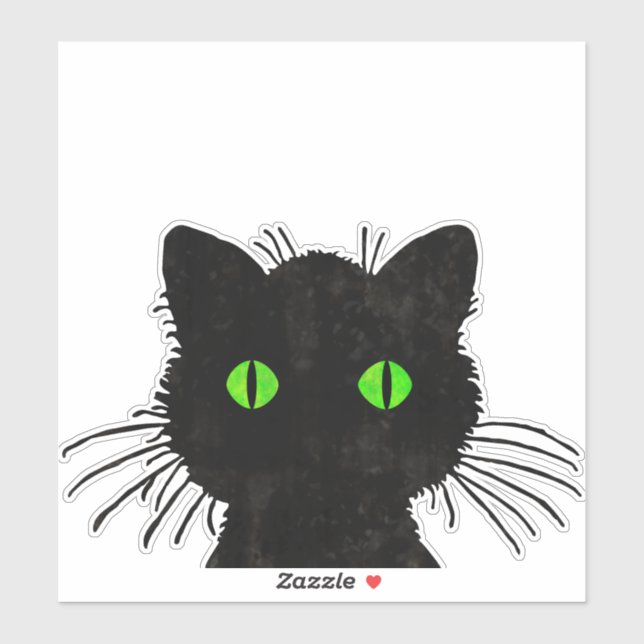 Peek-A-Boo Black Cat with Green Eyes (Sheet)