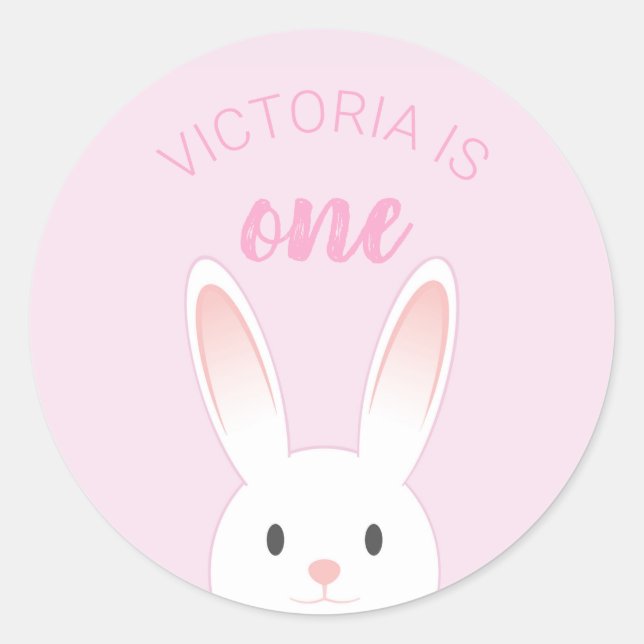 Peek-a-boo Bunny | Personalised Kids Birthday Classic Round Sticker (Front)