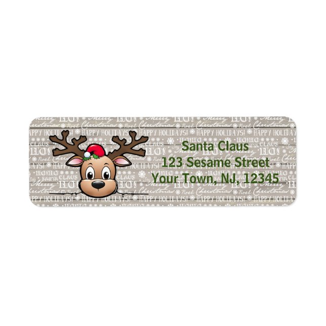 Peek-a-Boo Christmas Deer Return Address Label (Front)