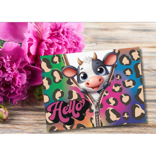 Peek A Boo Cow Hello Postcard