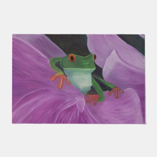 Peek-a-boo frog door mat