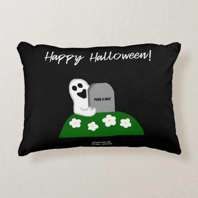 Peek A Boo Ghost Accent Pillow (Front)