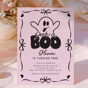 Peek A Boo Ghost Birthday  Invitation