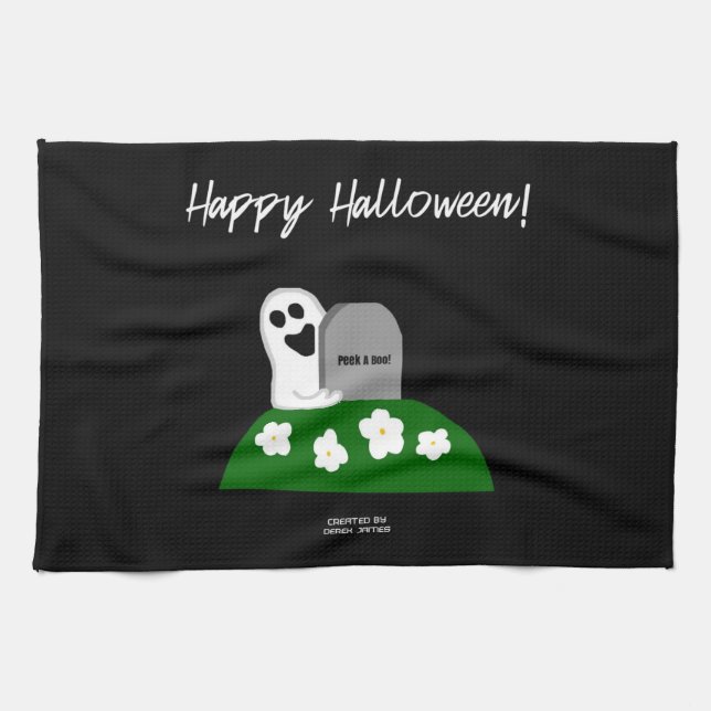 Peek A Boo Ghost Kitchen Towel (Horizontal)