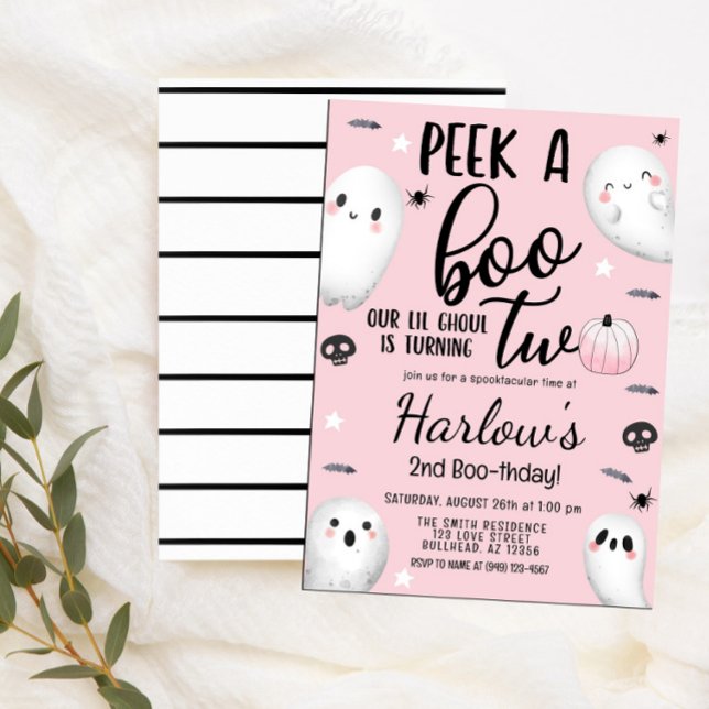 Peek a Boo Ghost Pastel Pink Halloween Birthday  Invitation (Creator Uploaded)