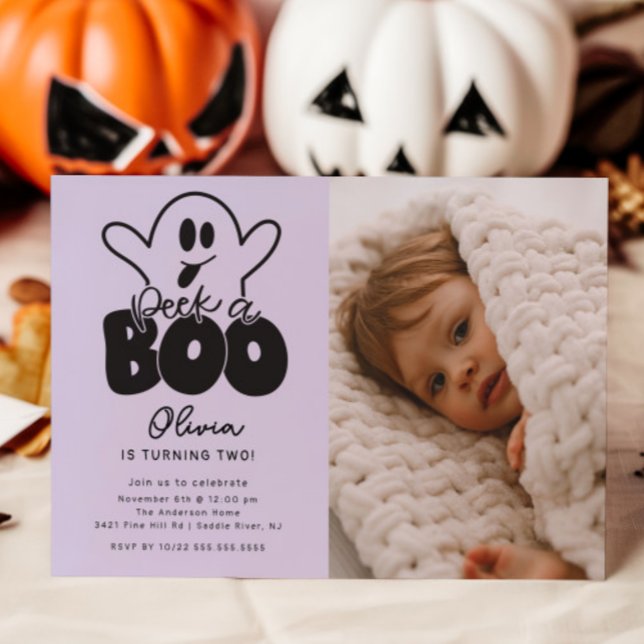 Peek A Boo Ghost Photo Birthday  Invitation (Creator Uploaded)
