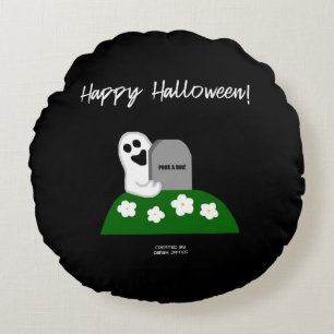 Peek A Boo Ghost Round Throw Pillow