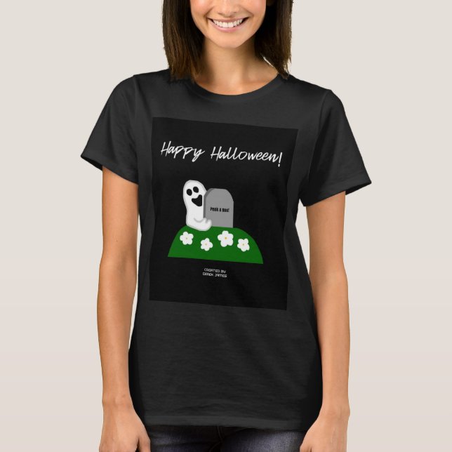 Peek A Boo Ghost Women's Black Basic T Shirt (Front)
