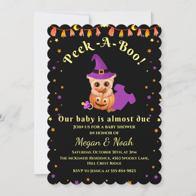 Peek-A-Boo Halloween Baby Shower Invitation (Front)
