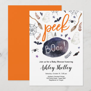 Peek a Boo Halloween Gender Neutral Baby Shower Invitation