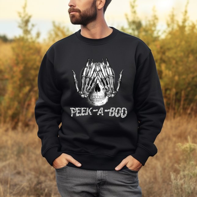 Peek A Boo Halloween Spooky Horror Skull Sweatshirt (Creator Uploaded)