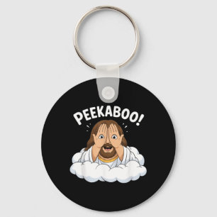 Peek-A-Boo Jesus Funny Christian Faith Jesus Lover Key Ring