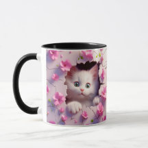 Peek-a-Boo Kitten Blossom Mug