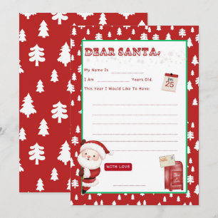 Peek a Boo Letter to Santa Wishlist Invitation