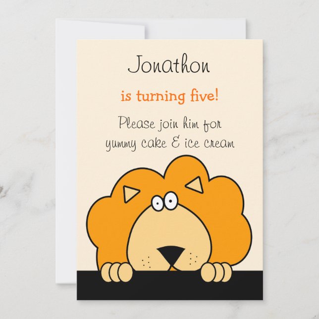 Peek a Boo Lion Birthday Party Invitation (Front)
