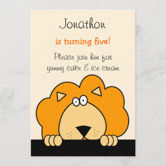 Peek a Boo Lion Birthday Party Invitation