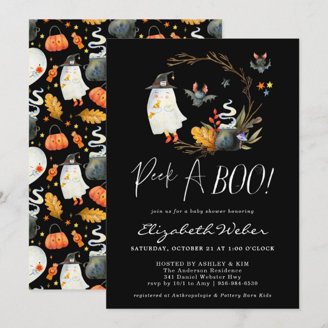 Peek-A-Boo | Little Ghost Halloween Baby Shower Invitation (Front/Back)