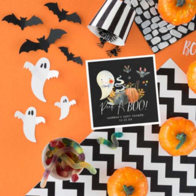 Peek-A-Boo | Little Ghost Halloween Baby Shower Napkin (Creator Uploaded)