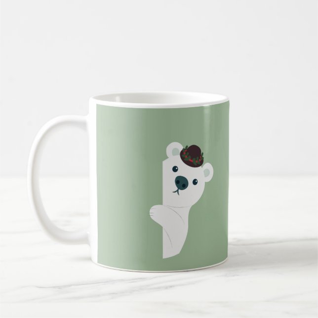 Peek-a-Boo - Polar Bear Coffee Mug (Left)