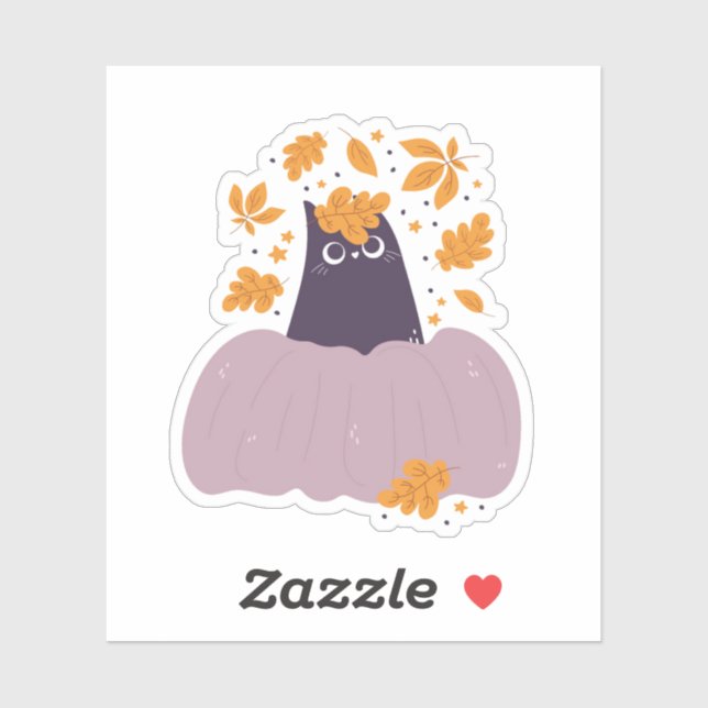 Peek-a-boo Pumpkin Cat Custom-Cut Vinyl Stickers (Sheet)