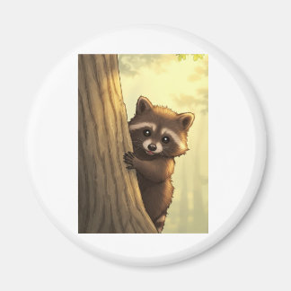 "Peek-a-Boo Racoon" Magnet