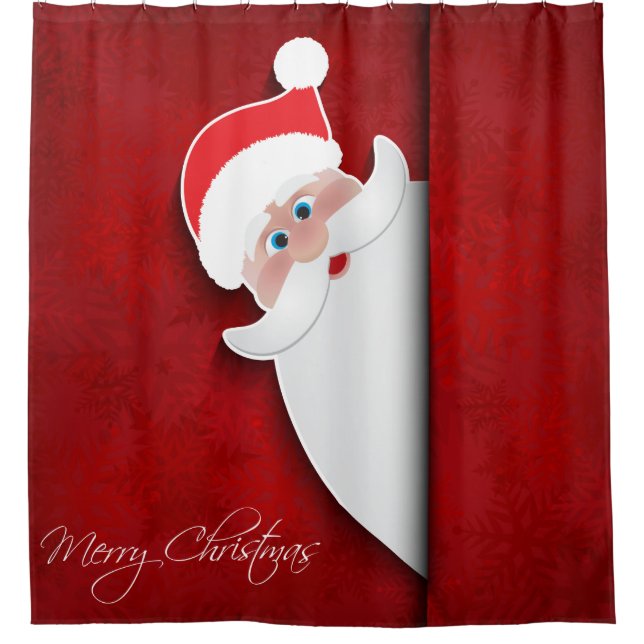 Peek-A-Boo Santa Claus Shower Curtain (Front)