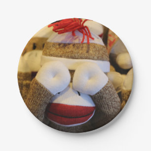 Peek-a-boo Sock Monkey Paper Plate
