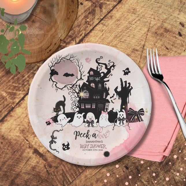 "Peek a Boo" Spooky-Cute Baby Shower Paper Plate (Peek a Boo Spooky-Cute Baby Shower Paper Plate)