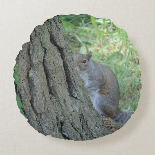 Peek A Boo Squirrel - Round Cushion (Front)