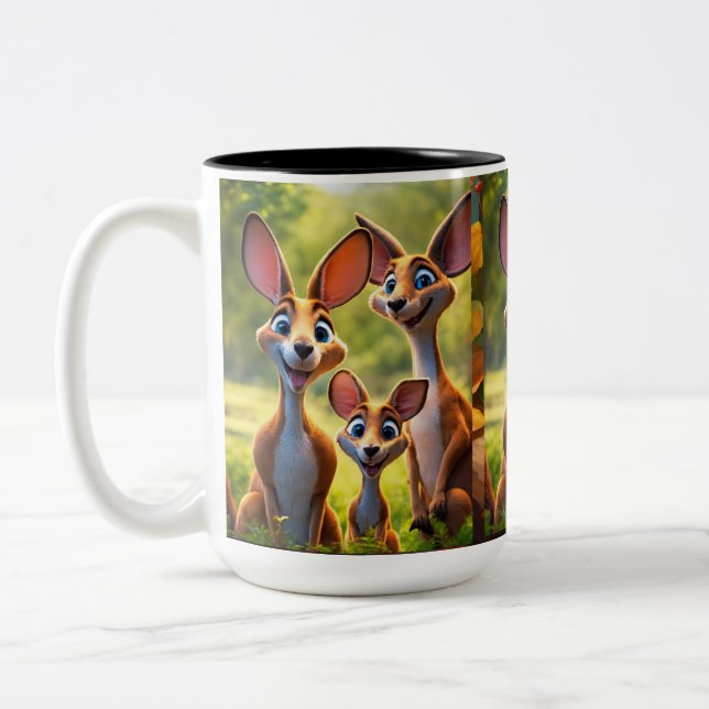 Peek-a-Roo: Baby Kangaroo Delight Two-Tone Coffee Mug (Left)