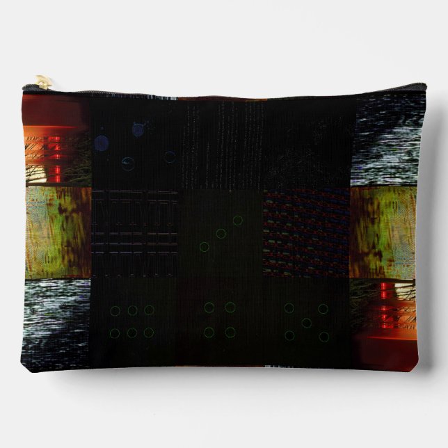 Peek Abstract Glitch Art Digital Distortion Grid Accessory Pouch (Front)