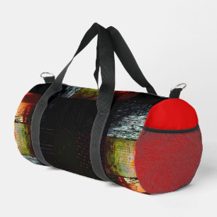 Peek Abstract Glitch Art Digital Distortion Grid Duffle Bag