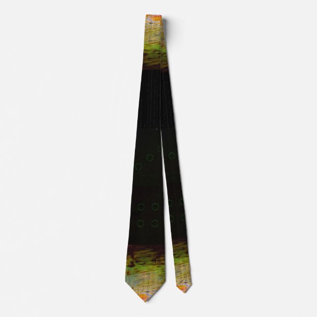 Peek Abstract Glitch Art Digital Distortion Grid Tie (Front)