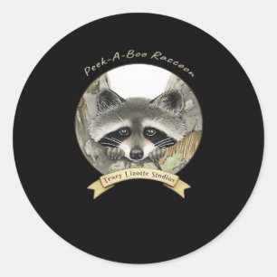 Peekabo Racoon Classic Round Sticker