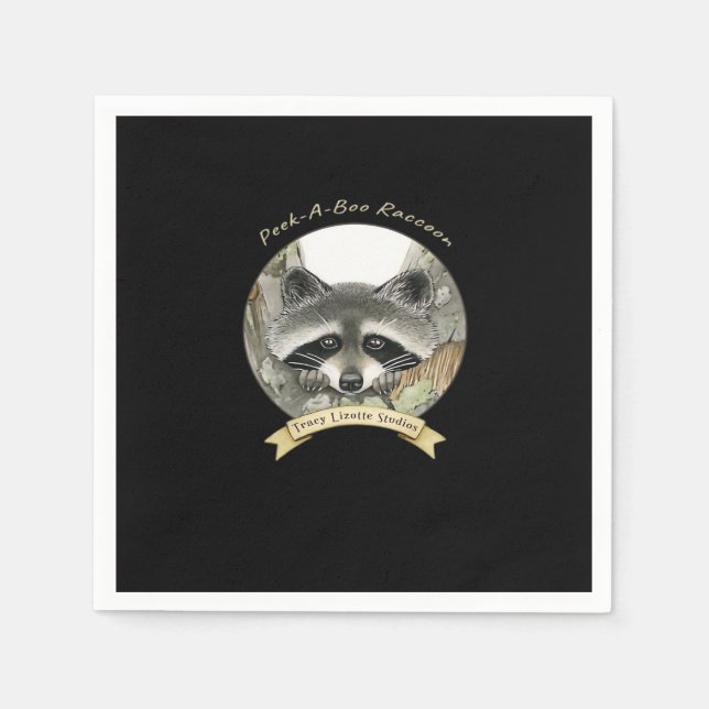 Peekabo Racoon Napkin (Front)