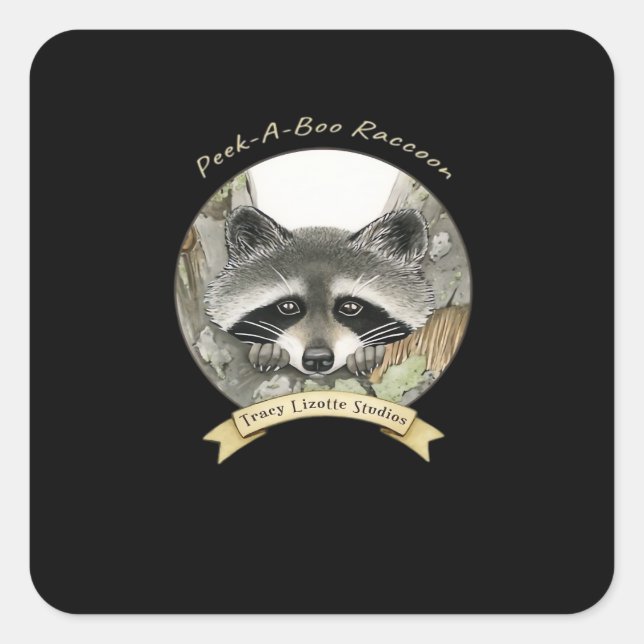 Peekabo Racoon Square Sticker (Front)