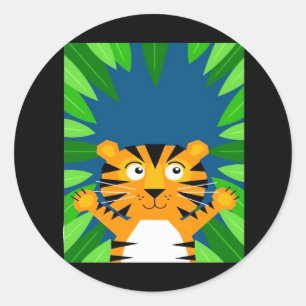 Peekabo Tiger Classic Round Sticker