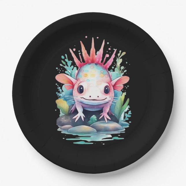 Peekaboo Axolotl Paper Plate (Front)