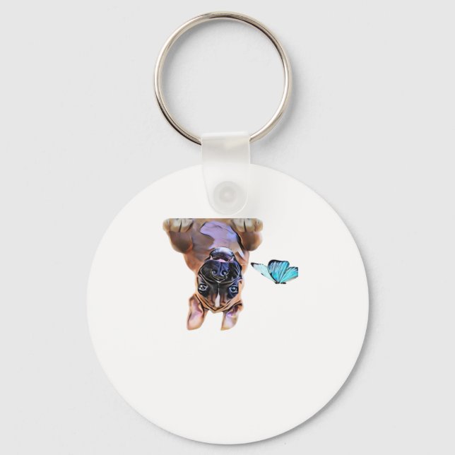 Peekaboo Boxer  With Butterflies Key Ring (Front)
