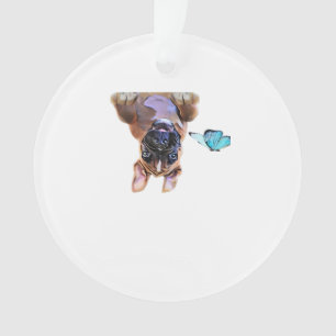 Peekaboo Boxer With Butterflies Ornament