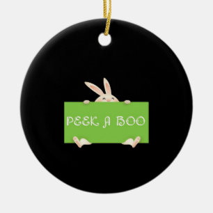 Peekaboo Bunny Ceramic Ornament