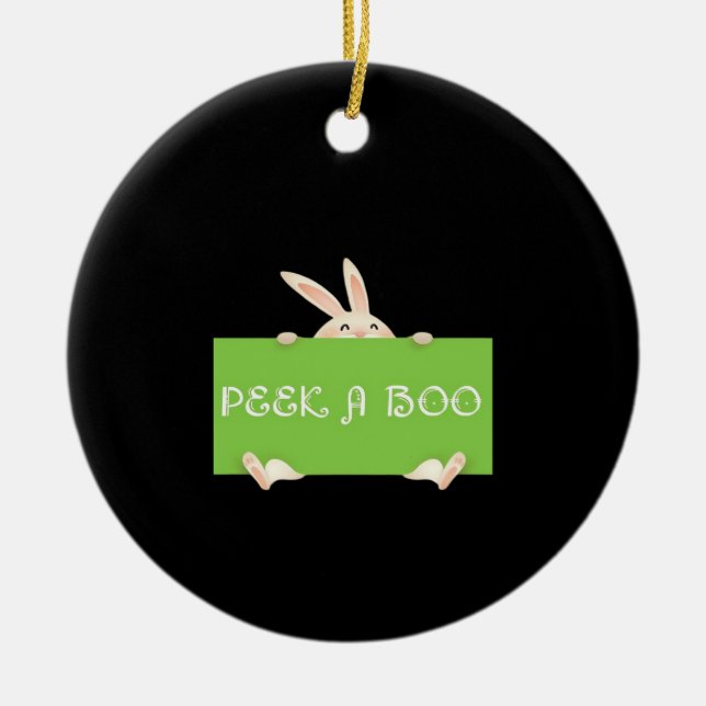 Peekaboo Bunny Ceramic Ornament (Front)
