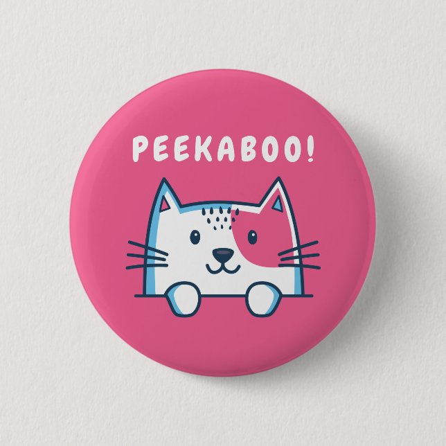 Peekaboo Cat 6 Cm Round Badge (Front)
